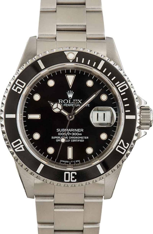 Pre-Owned Rolex Submariner 16610 Black Dial Stainless Steel Watch