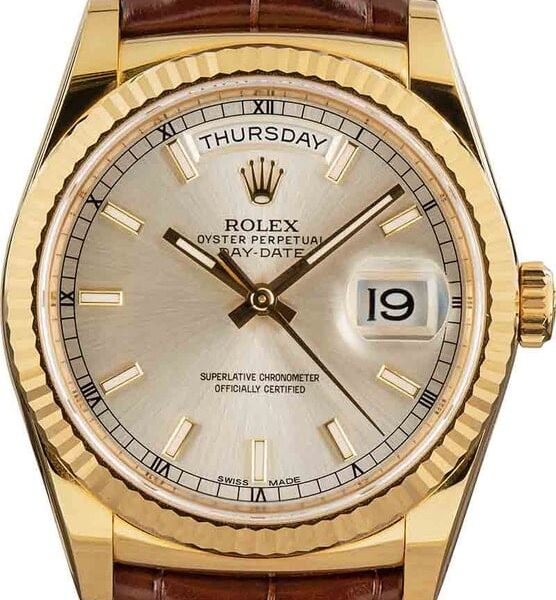 Rolex Day-Date 118138 18k Yellow Gold Silver Dial